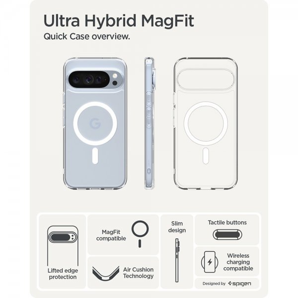Spigen Google Pixel 10 Pro XL Deksel Ultra Hybrid MagFit Clear White