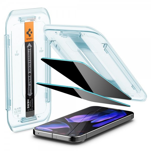 Spigen Google Pixel 9/9 Pro/Pixel 10/10 Pro Skjermbeskytter GLAS.tR EZ Fit Privacy 2-pakning