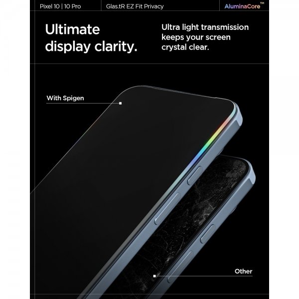 Spigen Google Pixel 9/9 Pro/Pixel 10/10 Pro Skjermbeskytter GLAS.tR EZ Fit Privacy 2-pakning