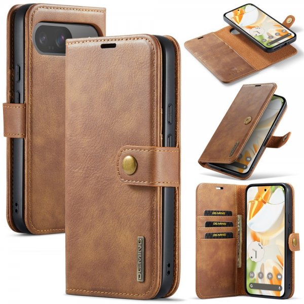 Dg.Ming Google Pixel 9/Pixel 9 Pro Etui Avtagbart Deksel Brun