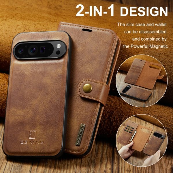 Dg.Ming Google Pixel 9 Pro XL Etui Avtagbart Deksel Brun