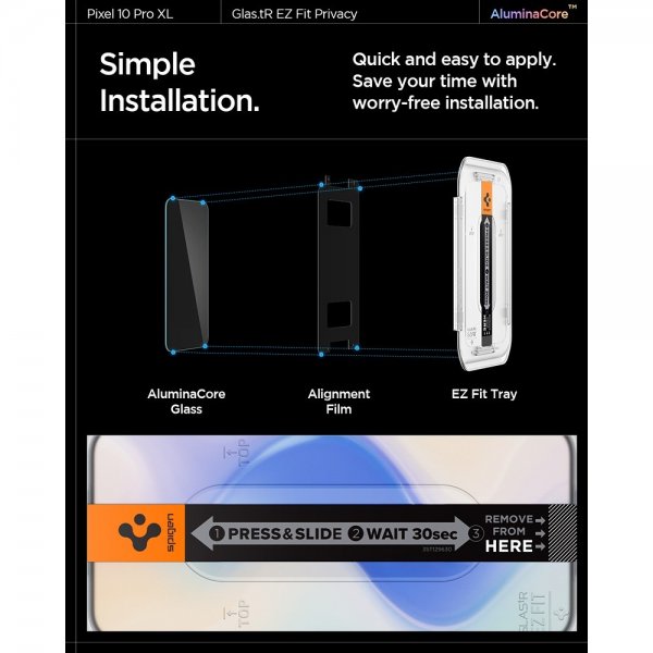 Spigen Google Pixel 9 Pro XL/Pixel 10 Pro XL Skjermbeskytter GLAS.tR EZ Fit Privacy 2-pakning