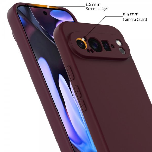 Google Pixel 9 Pro XL Deksel med Stropp Silikon MagSafe Vinrød