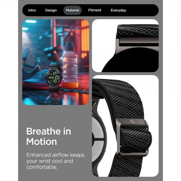 Spigen Google Pixel Watch 1/2/3/4 41mm Armbånd Lite Fit X Svart