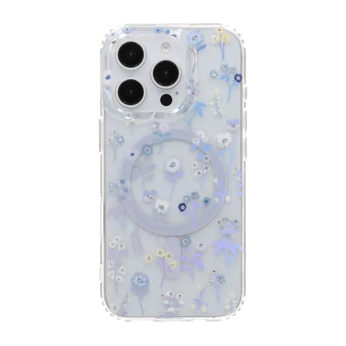 iPhone 16 Pro Deksel Blomstret strass MagSafe Lilla