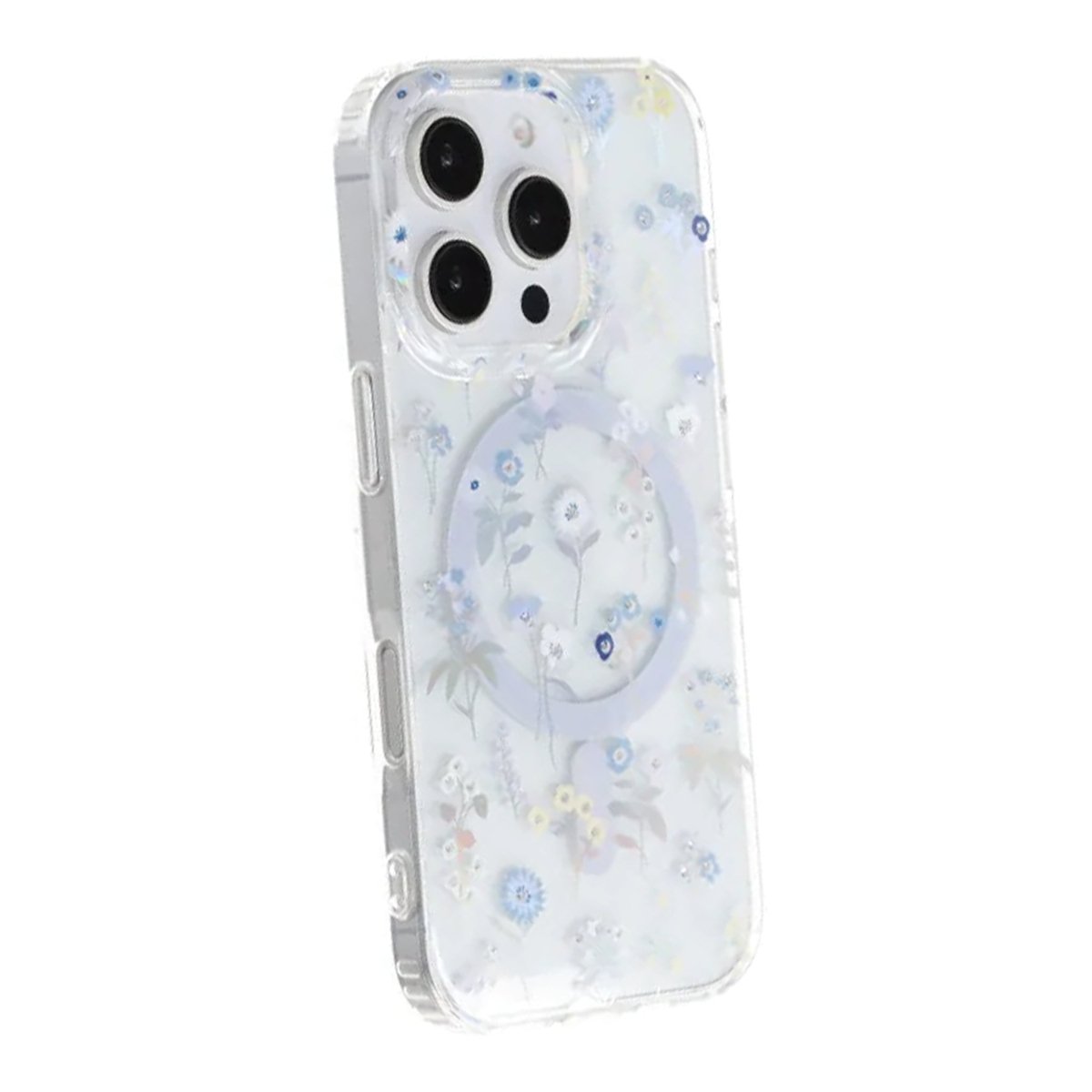 iPhone 16 Pro Deksel Blomstret strass MagSafe Lilla