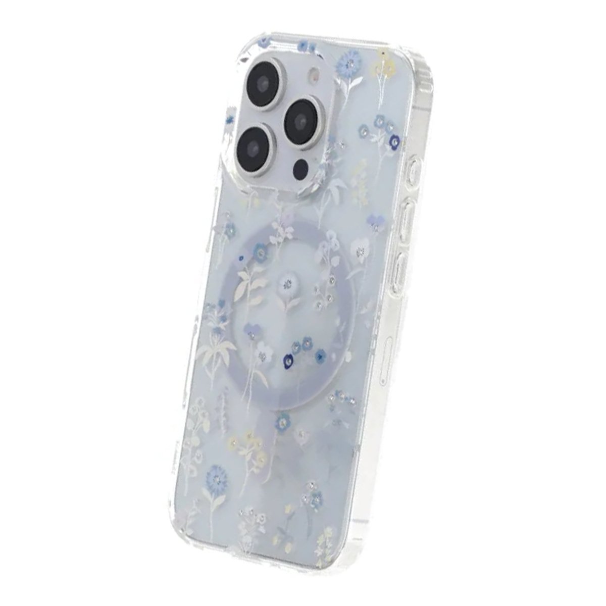 iPhone 16 Pro Deksel Blomstret strass MagSafe Lilla
