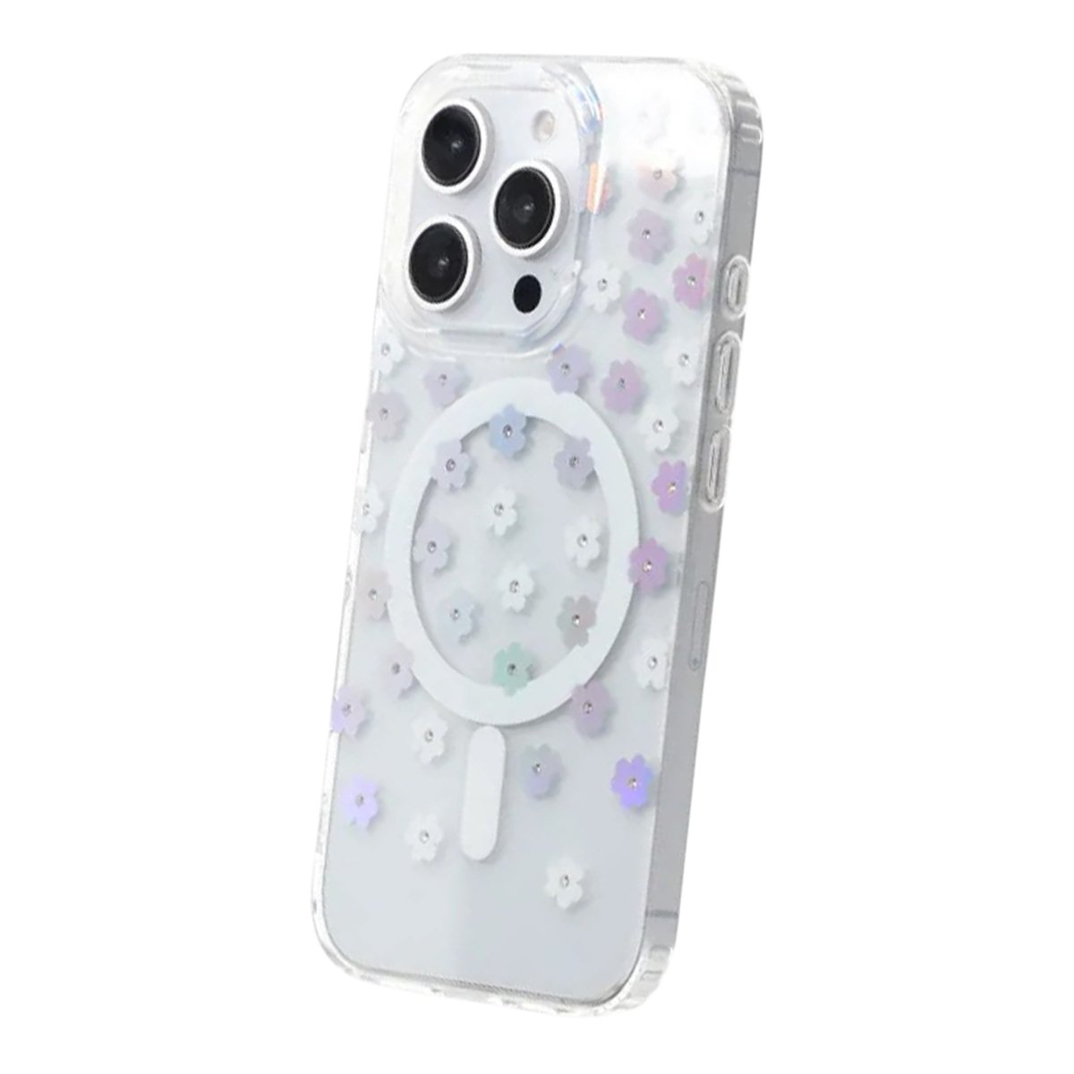 iPhone 16 Pro Max Deksel Blomstret strass MagSafe Blå