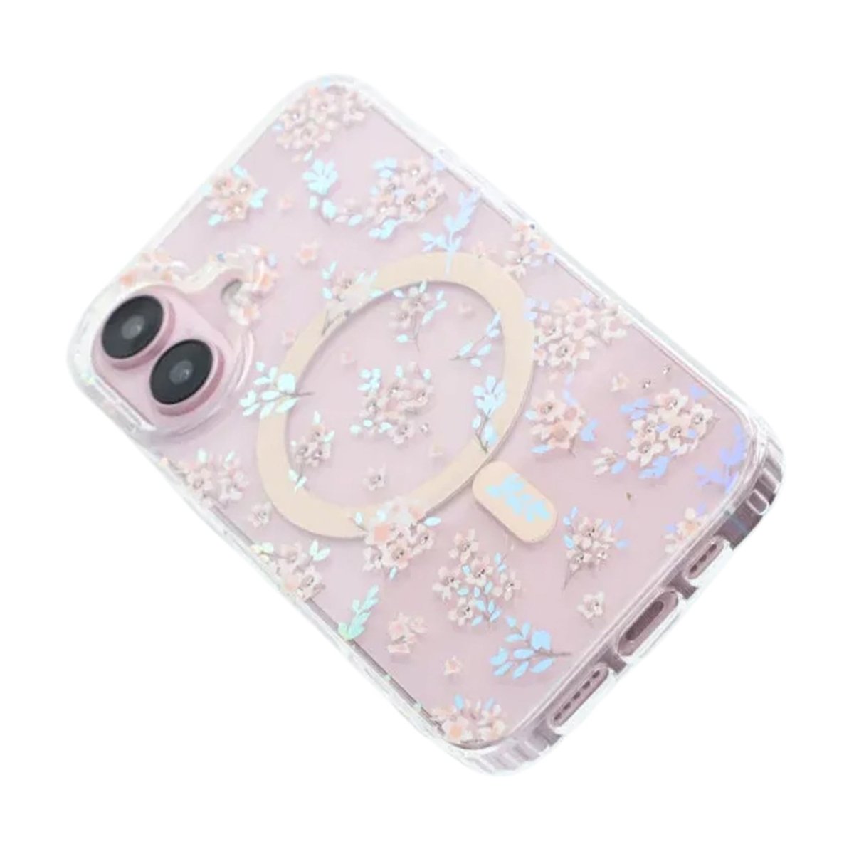 iPhone 16 Deksel Blomstret strass MagSafe Rosa