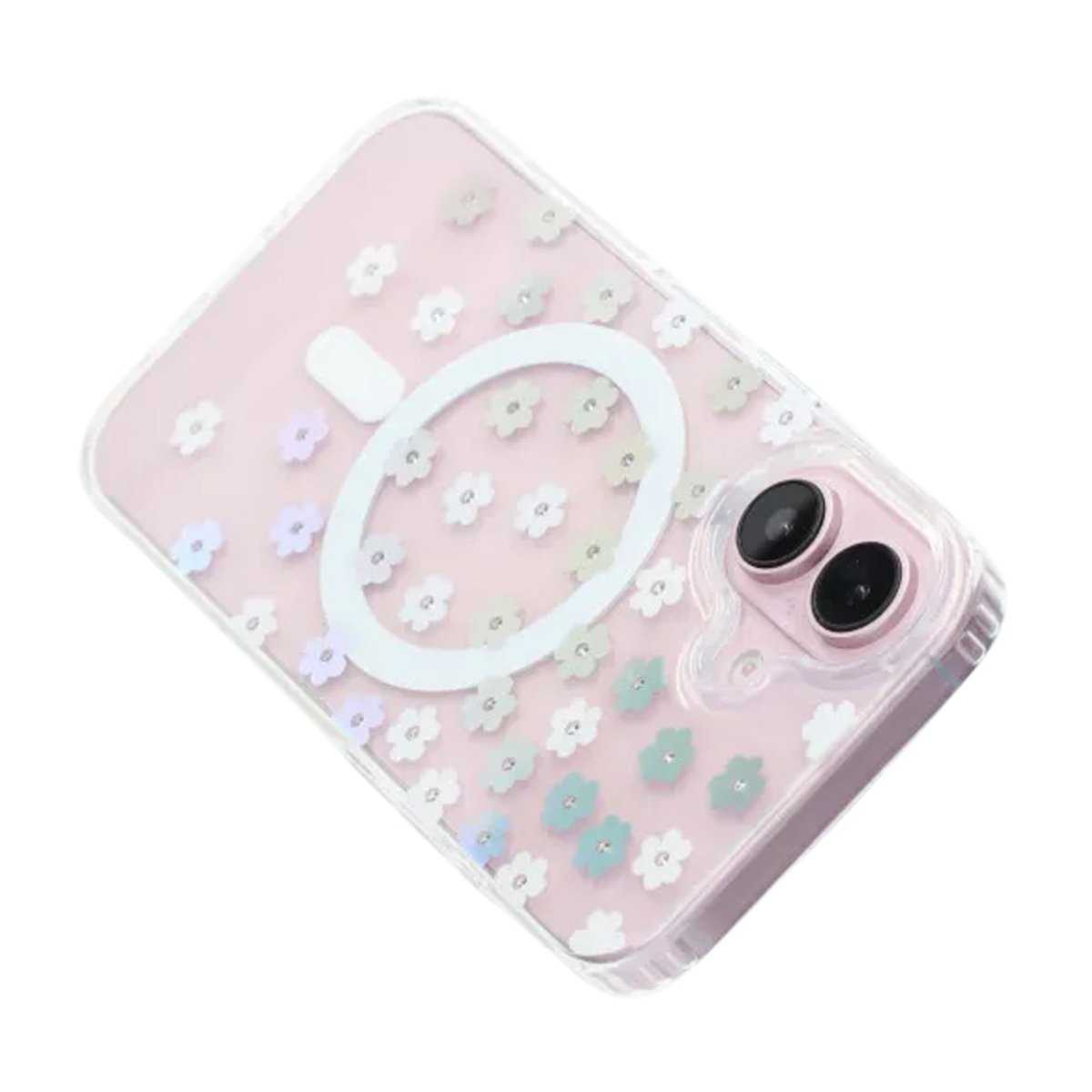 iPhone 17 Deksel Blomstret Strass MagSafe Lilla