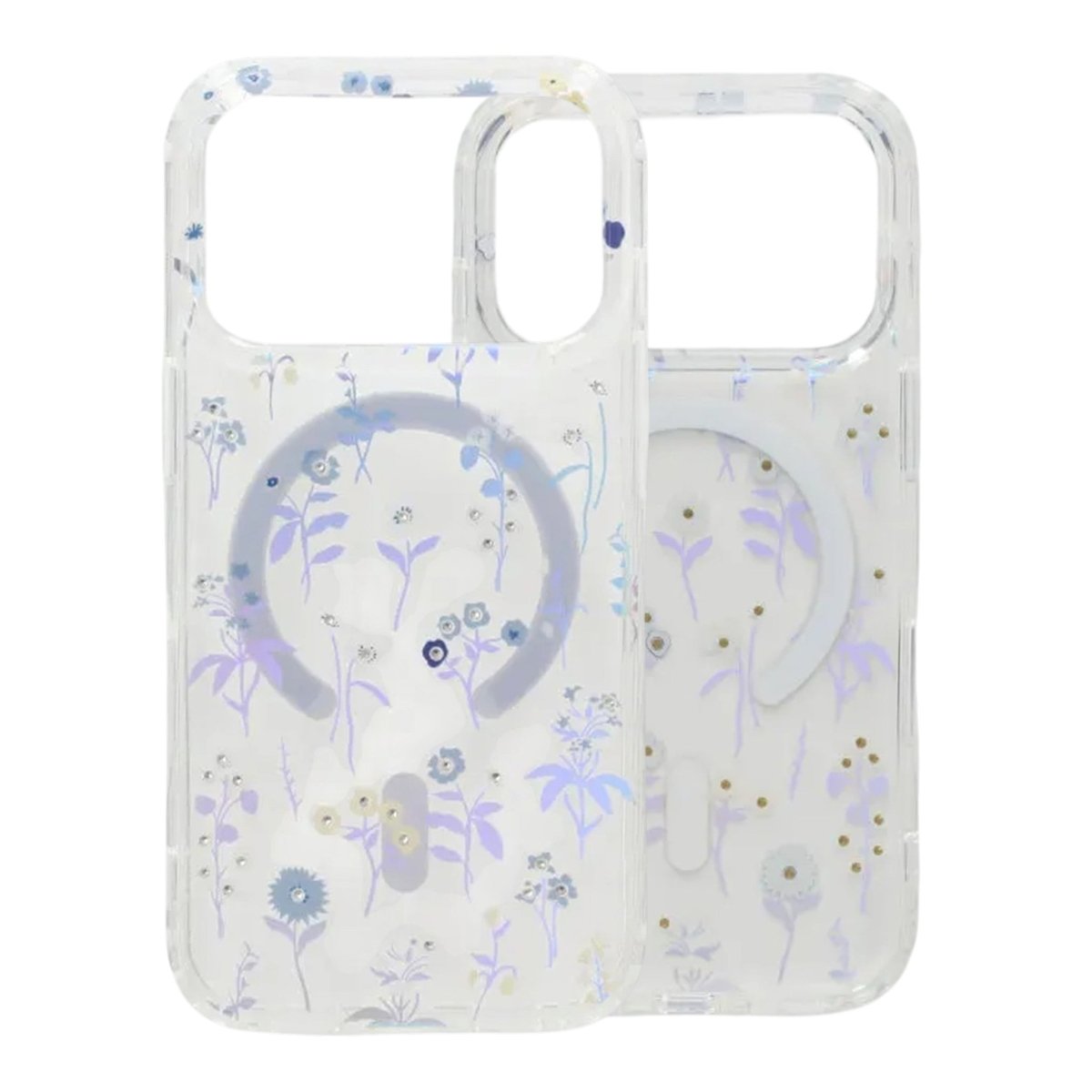 iPhone 17 Pro Max Deksel Blomstret Strass MagSafe Blå