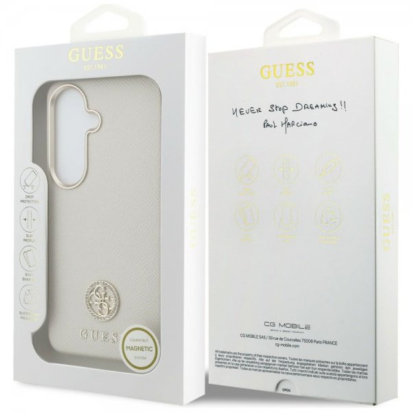 Guess Samsung Galaxy S26 Plus Deksel Rhinestone Logo MagSafe Beige
