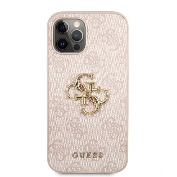 Guess iPhone 12/iPhone 12 Pro Deksel Metal Logo Rosa