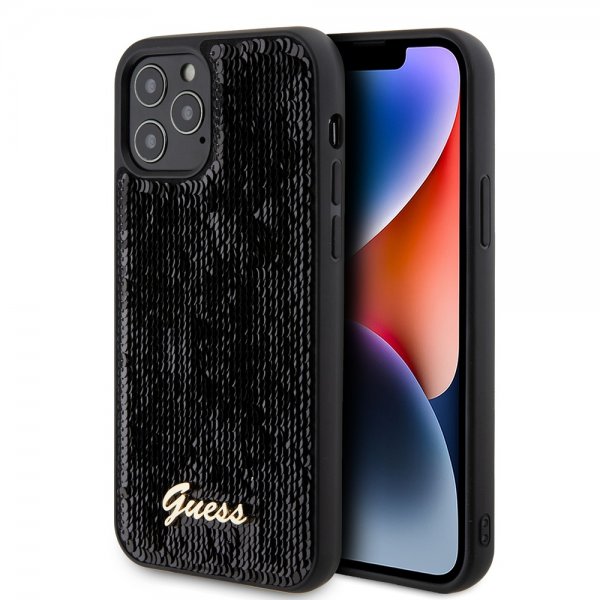 Guess iPhone 12/iPhone 12 Pro Deksel Sequin Svart