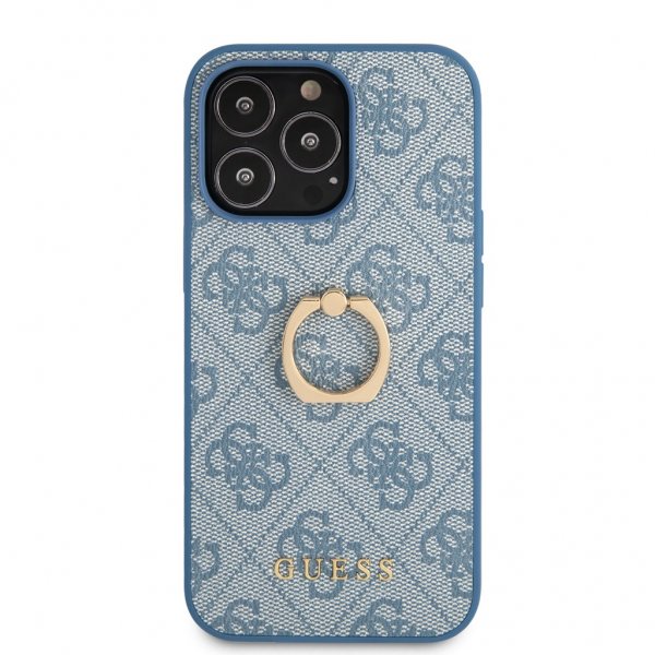 Guess iPhone 13 Pro Deksel Ring Stand Blå