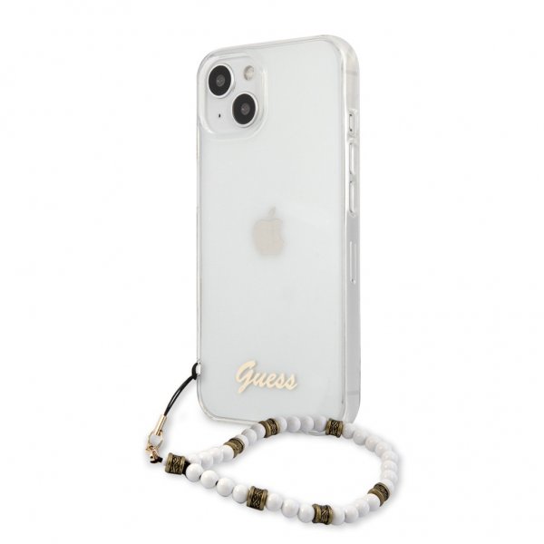 Guess iPhone 13 Mini Deksel Pearl Handle Script Logo Hvit