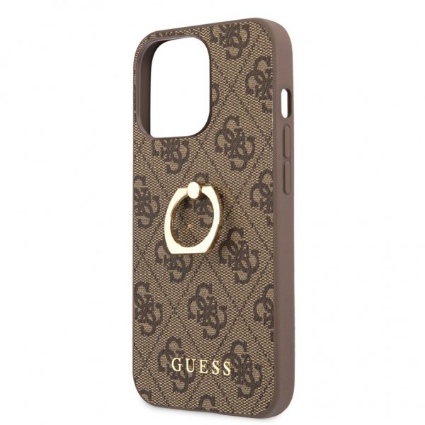 Guess iPhone 13 Pro Max Deksel Ring Stand Brun
