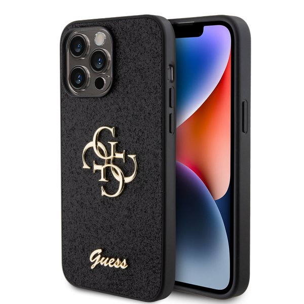 Guess iPhone 15 Pro Max Deksel Fixed Glitter Svart