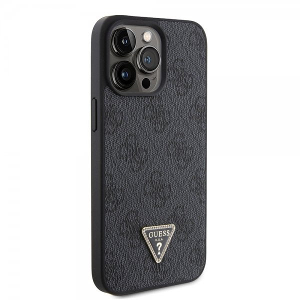 Guess iPhone 15 Pro Max Deksel 4G Metal Triangle Strass Svart