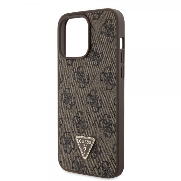 Guess iPhone 15 Pro Max Deksel 4G Metal Triangle Strass Brun