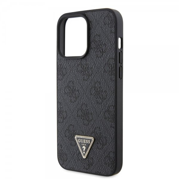 Guess iPhone 15 Pro Max Deksel Metal Logo Strass Crossbody Strap Svart