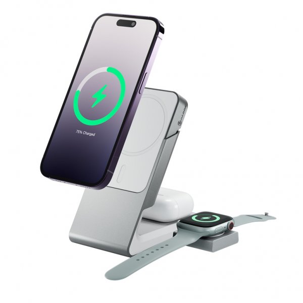 ALOGIC Matrix 3-i-1 Magnetisk Lade Dock med Apple Watch Lader Hvit