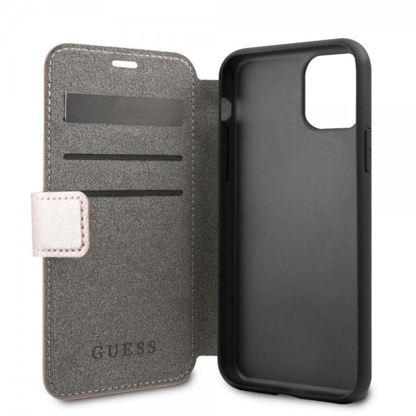 Guess iPhone 11 Pro Etui Skinntekstur Rosegull