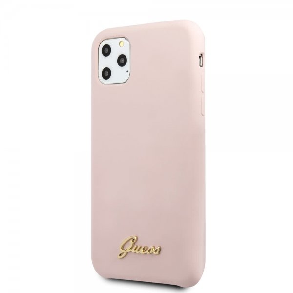 Guess iPhone 11 Pro Max Deksel Silikoni Cover Vintage Rosa