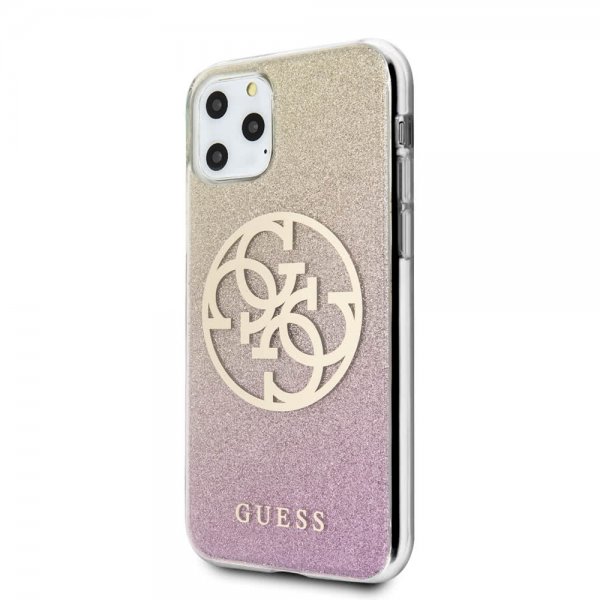 Guess iPhone 11 Pro Deksel Glitter Circle Rosegull