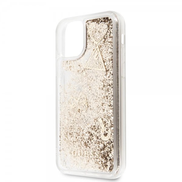 Guess iPhone 11 Pro Deksel Glitter Hearts Gull