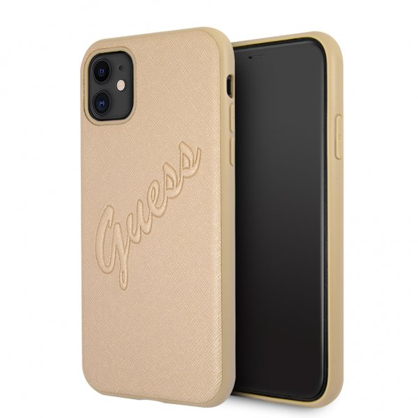 Guess iPhone 11 Deksel Saffiano Vintage Script Gull