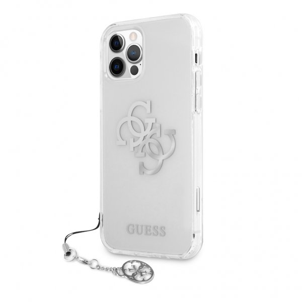 Guess iPhone 12/iPhone 12 Pro Deksel 4G Logo Sølv Klar