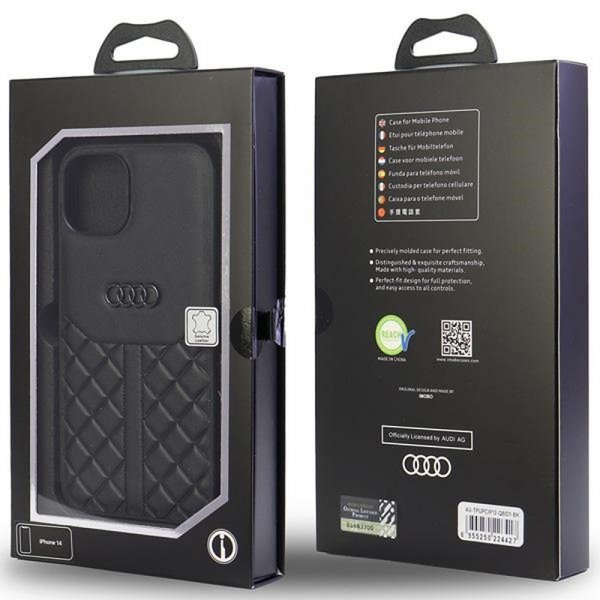 Audi iPhone 12/iPhone 12 Pro Deksel Genuine Leather Case Svart