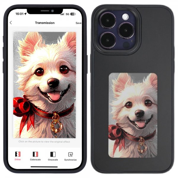 iPhone 12/iPhone 12 Pro Deksel Innebygd skjerm E Ink Case Svart