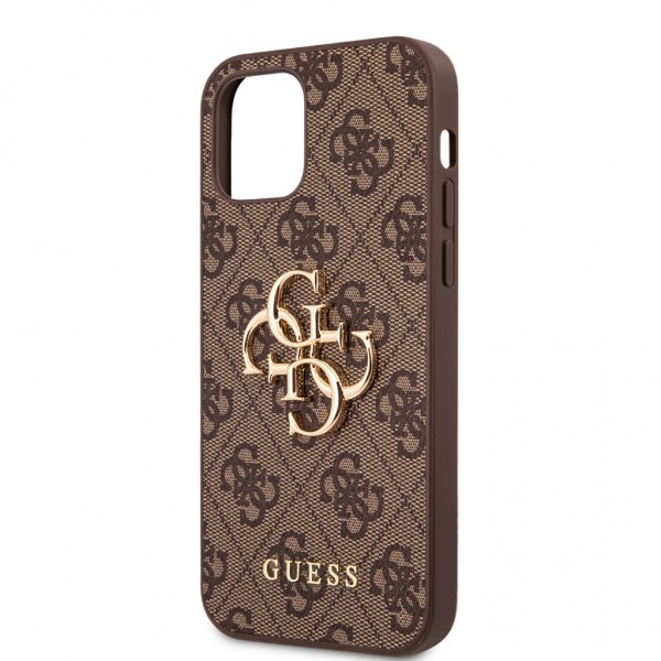 Guess iPhone 12/iPhone 12 Pro Deksel Metal Logo Brun