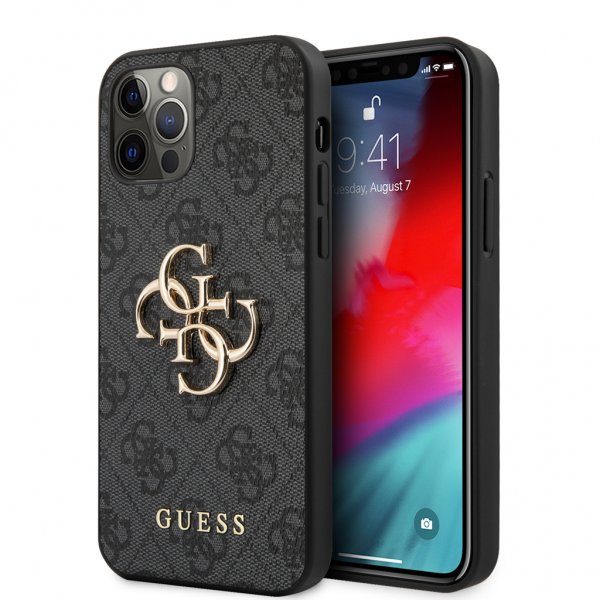 Guess iPhone 12/iPhone 12 Pro Deksel Metal Logo Grå