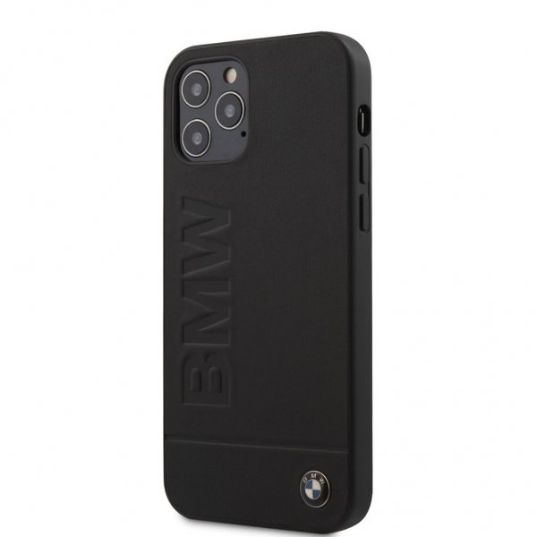 BMW iPhone 12/iPhone 12 Pro Deksel Logo Gravert Svart