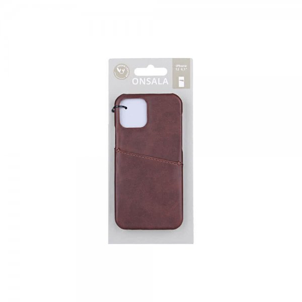 Onsala iPhone 12/iPhone 12 Pro Deksel med Kortlomme Brun