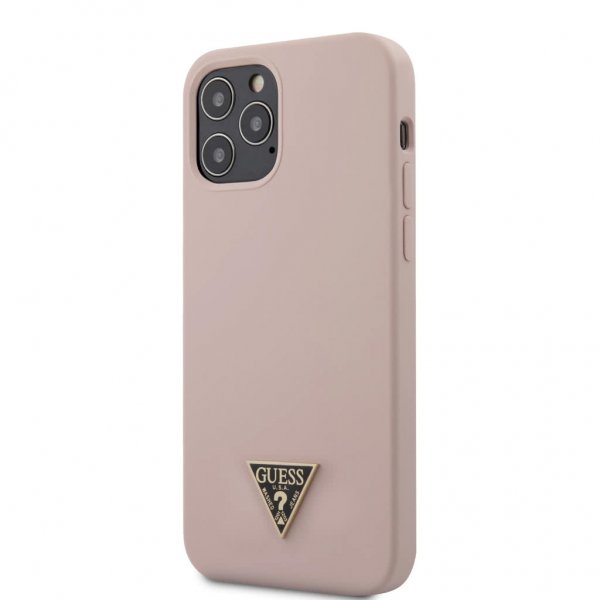 Guess iPhone 12/iPhone 12 Pro Deksel Metal Triangle LjusRosa