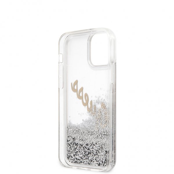 Guess iPhone 12 Mini Deksel Liquid Glitter Vintage Sølv
