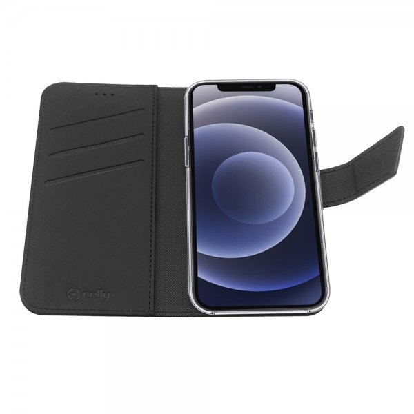 Celly iPhone 12 Pro Max Etui Wally Wallet Case Svart