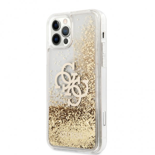 Guess iPhone 12 Pro Max Deksel Liquid Glitter Gull Klar
