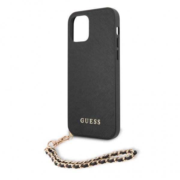Guess iPhone 12 Pro Max Deksel Saffiano Chain Svart