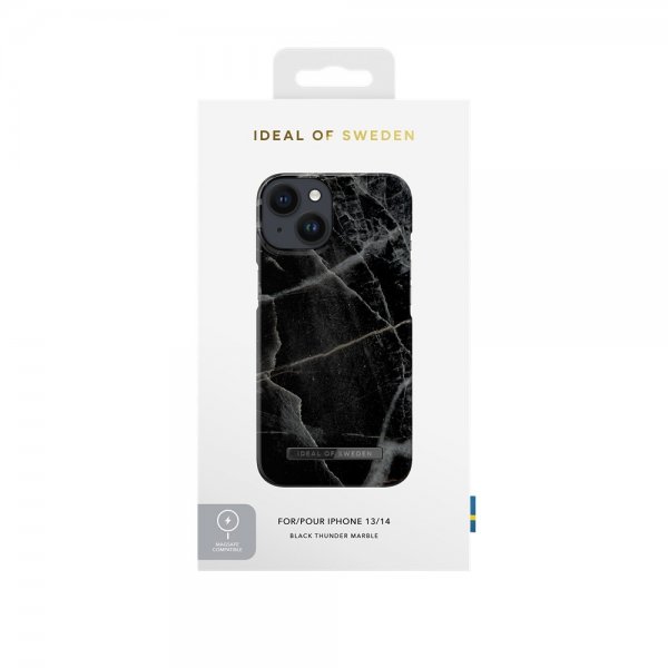 Ideal of Sweden iPhone 13/14/15/16e/17e Deksel Fashion Case MagSafe Black Thunder Marble