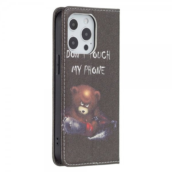 iPhone 13 Pro Etui Flip Motiv Don't Touch My Phone Motorsag