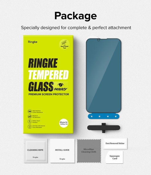 Ringke iPhone 13/iPhone 13 Pro/iPhone 14 Skjermbeskytter Privacy Glass