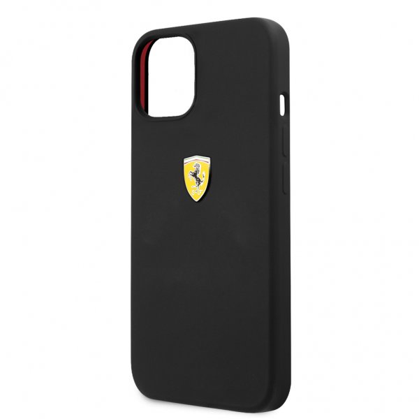 Ferrari iPhone 13 Mini Deksel Liquid Silicone Metal Logo Svart