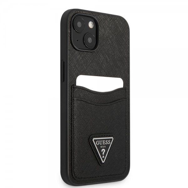 Guess iPhone 13 Mini Deksel Saffiano Double Cardslot Svart