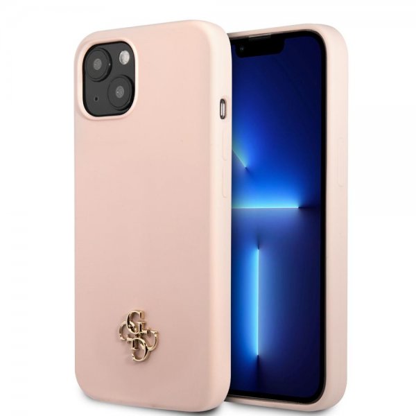 Guess iPhone 13 Mini Deksel Silicone Metal Logo 4G Light Pink