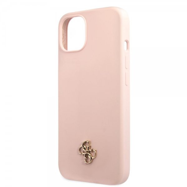 Guess iPhone 13 Mini Deksel Silicone Metal Logo 4G Light Pink